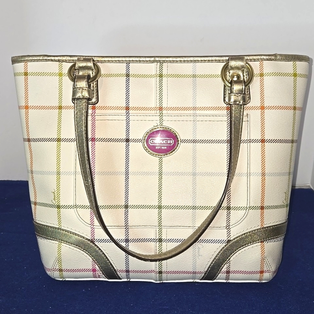 Coach "Peyton Tattersall" Plaid Tote Bag 2000s